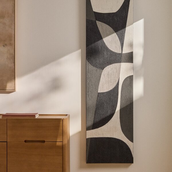 Kave Home Černobílý abstraktní obraz Onure 180 x 45 cm