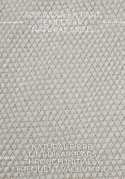 Krémový ručně tkaný běhoun s příměsí vlny 80x200 cm Pradesh Natural White – Elle Decoration
