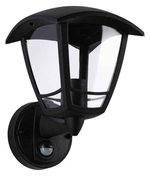 P 94647 Venkovní nástěnné svítidlo Classic Curved pohybové čidlo IP44 hranaté 164x180mm max. 12W 230V černá umělá hmota - PAULMANN