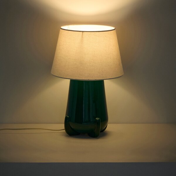 Kave Home Zelená keramická stolní lampa Odra