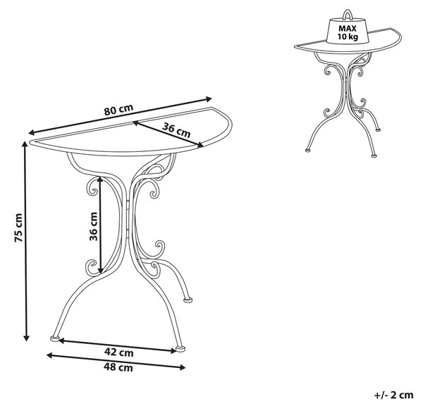 Bistro stolek NURRA 80 cm 36 cm Kov Šedá