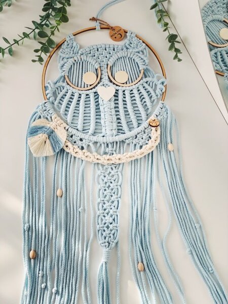 BRIMOON Sova macramé závěsná dekorace 66 x 28 cm Barva: Růžová