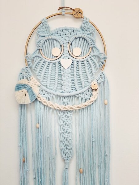 BRIMOON Sova macramé závěsná dekorace 66 x 28 cm Barva: Růžová