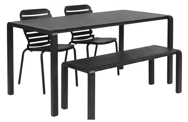 Zuiver Černý zahradní set stolu, dvou židlí a lavice VONDEL