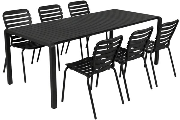 Zuiver Černý zahradní set stolu a šesti židlí VONDEL