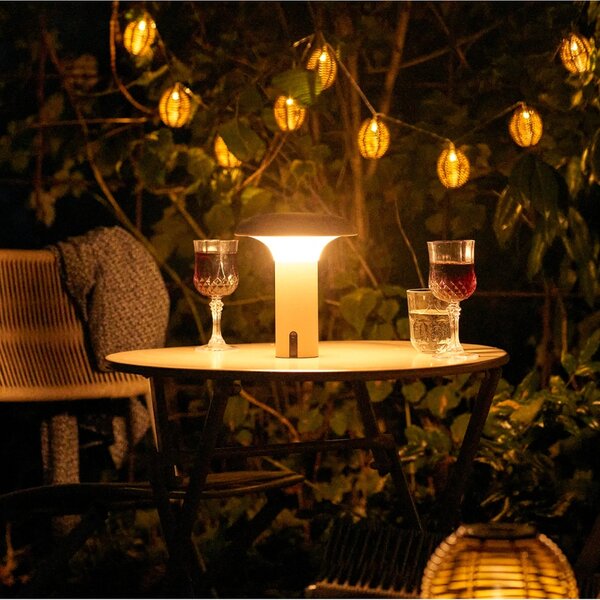 Nordic Living Béžová plastová nabíjecí stolní LED lampa Rami