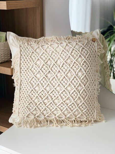 BRIMOON Povlak na polštář macramé sluníčka