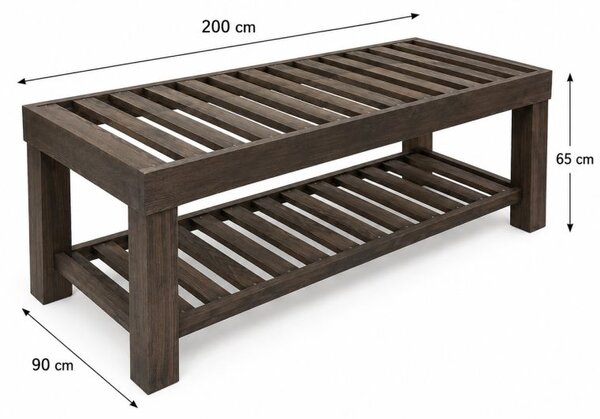 Masivní dřevěný masážní stůl 200×90 cm, výška 65 cm