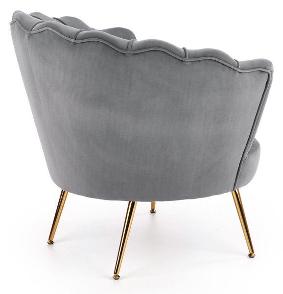 Designové křeslo AMORINITO — kov, látka, zlatá / šedá