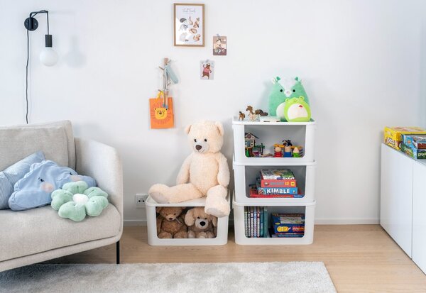 SMARTSTORE Úložný box s otevřenou přední hranou, MODULE, s víkem, bílý - 59,5 × 39,5 × 30 cm