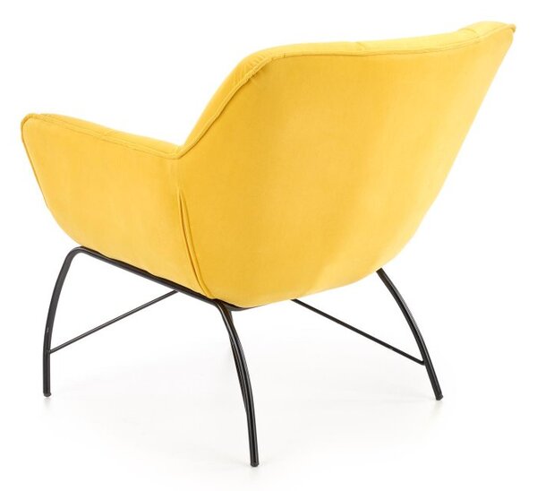 Designové křeslo BELTON — kov, látka, žlutá