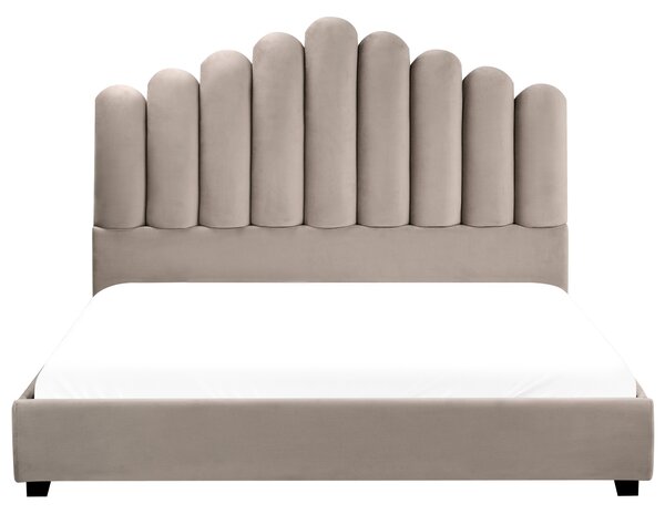 Postel Umělý samet VINCENNES 160 x 200 cm Taupe