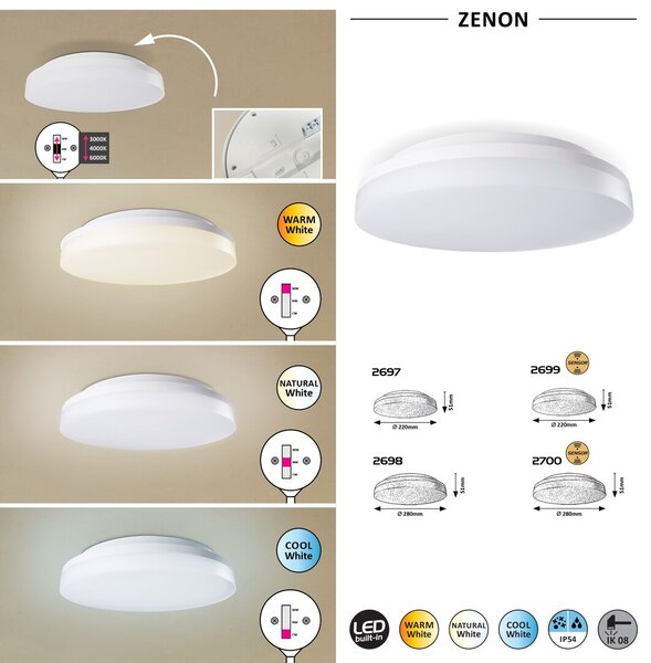 Rabalux 2699 Zenon LED Venkovní světlo s čidlem | Variabilní | 18W | Bílá - r-2699