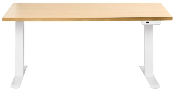 Elektricky výškově nastavitelný pracovní stůl DESTINES Světle hnědá/Bílá 160 cm 72 cm