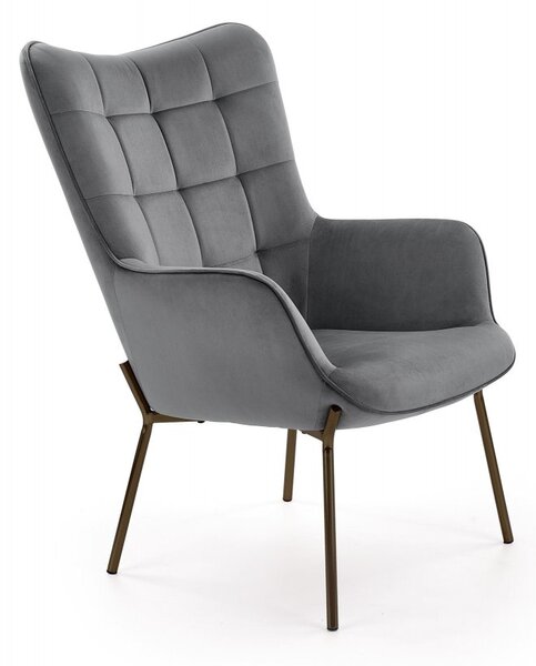 Designové křeslo CASTEL — kov, látka, černá / šedá