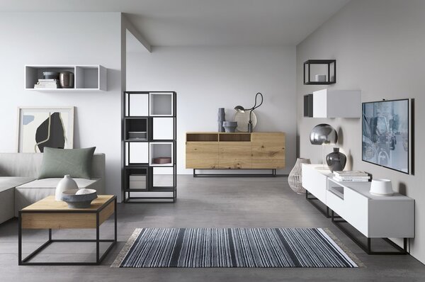 Moderní obývací sestava ENZO 1, dub artisan/bílá
