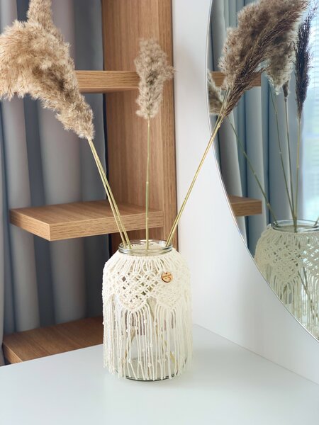 BRIMOON Lucerna macramé smetanová