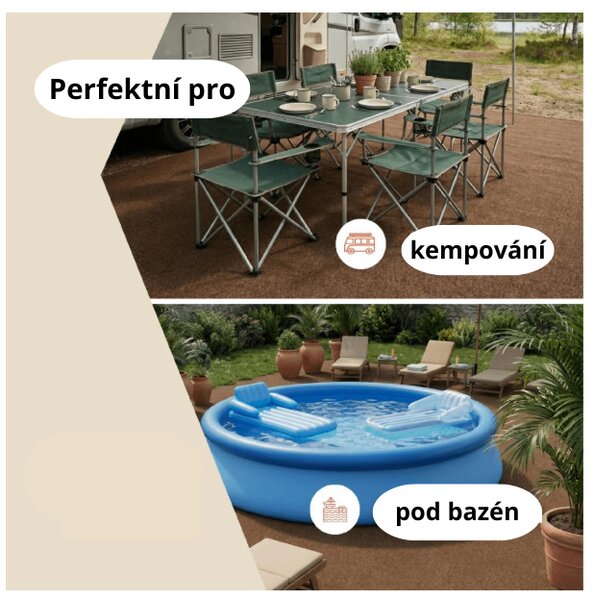 Hnědá umělá tráva na terasu Pemba 4 m