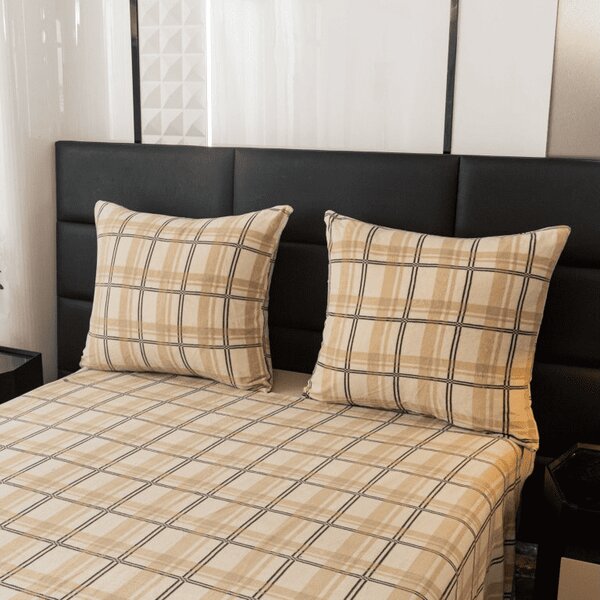Mikroplyšové povlečení PLAID krémové Rozměr povlečení: 2 ks 70 x 90 cm | 200 x 220 cm