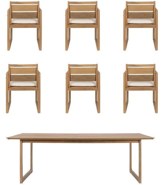 Bizzotto Dřevěný zahradní set stolu a šesti židlí Adrian