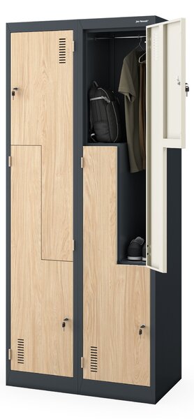 Šatní skříň typu L antracitová / dub sonoma: Eco Design JULIA, 800 x 1850 x 450 mm