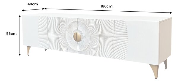 Televizní stolek GOLDEN SUNSET 180 CM bílý masiv mango Nábytek | Obývací pokoj | Televizní stolky