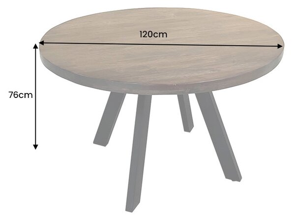 Kulatý jídelní stůl IRON CRAFT 120 CM taupe hnědá masiv mango Nábytek | Jídelní prostory | Jídelní stoly | Kulaté