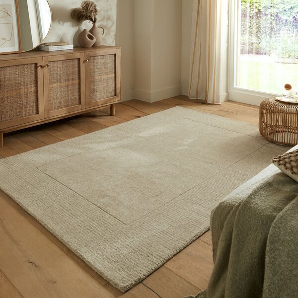 Kusový ručně tkaný koberec Tuscany Textured Wool Border Natural 120x170 cm