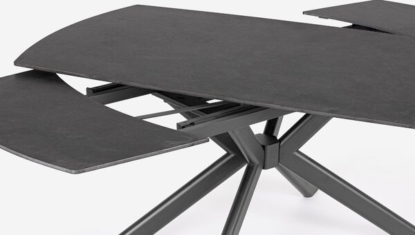 Bizzotto Černý zahradní rozkládací stůl Janika 160/240 x 90 cm s keramickou deskou