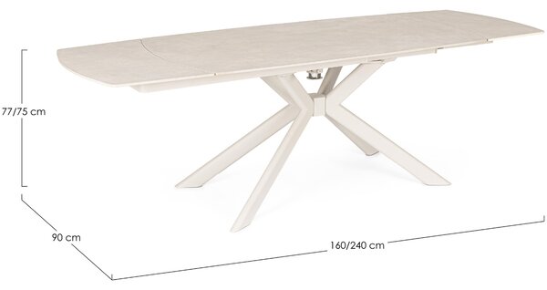 Bizzotto Krémový zahradní rozkládací stůl Janika 160/240 x 90 cm s keramickou deskou
