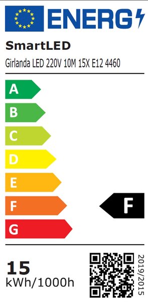Smart LED Zahradní světelná girlanda 10m 15xLED žárovka E12 220V