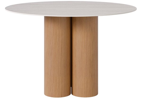 Somcasa Bílý porcelánový jídelní stůl Tracy 120 cm s dubovou podnoží