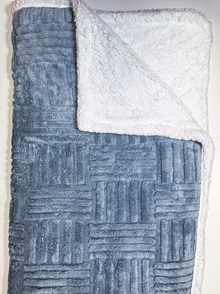 Hřejivá oboustranná deka z mikroplyše s beránkem – světle modrá, 200×230 cm