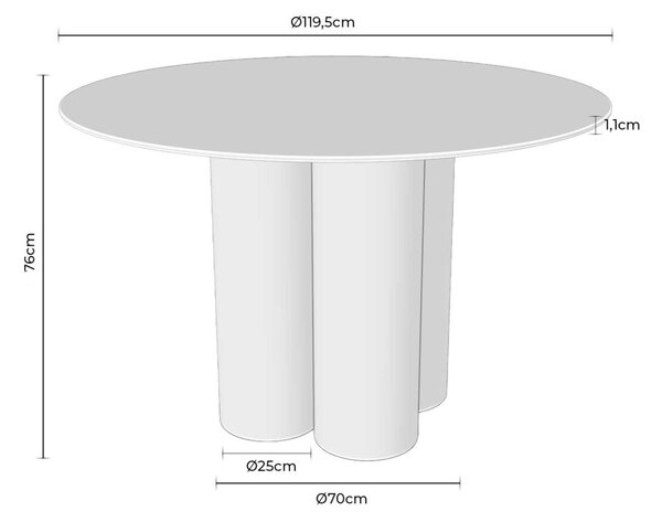 Somcasa Bílý porcelánový jídelní stůl Tracy 120 cm s dubovou podnoží