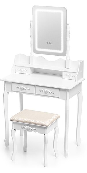 Toaletní stolek RHODE G431 s LED osvětlením + taburetka