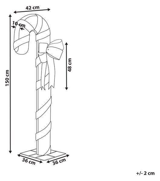 Venkovní dekorace LED ALARNI Cukrová hůlka 150 cm Červená