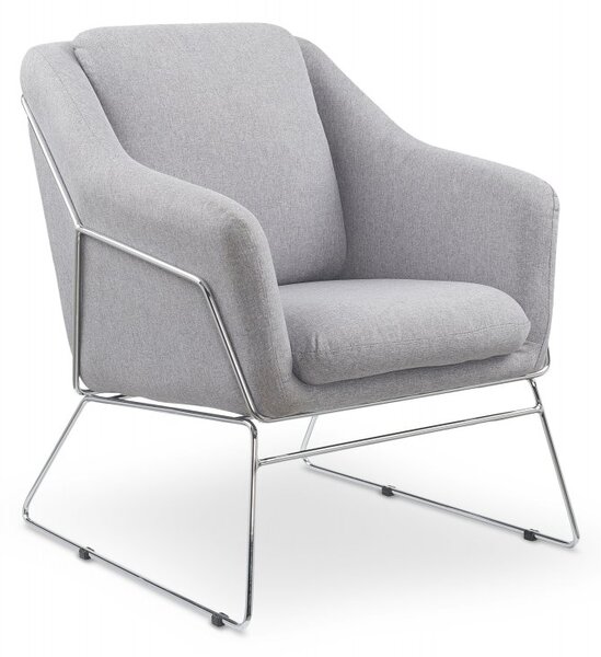 Designové křeslo SOFT — kov, látka, chrom / šedá