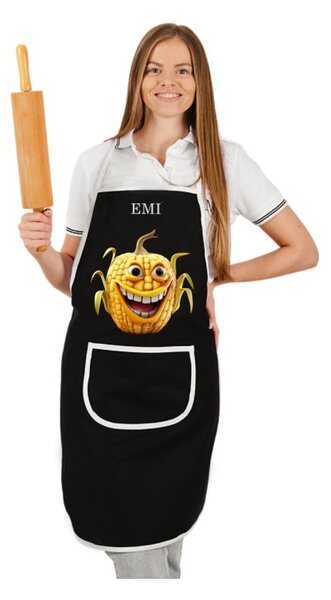 Kuchyňská zástěra Corny EMI, černá