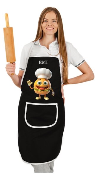 Kuchyňská zástěra Burger EMI, černá