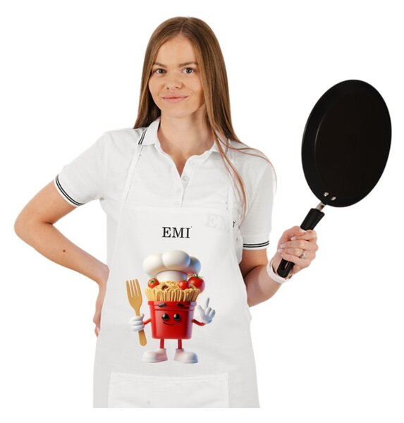 Kuchyňská zástěra Pasta EMI, Bílá