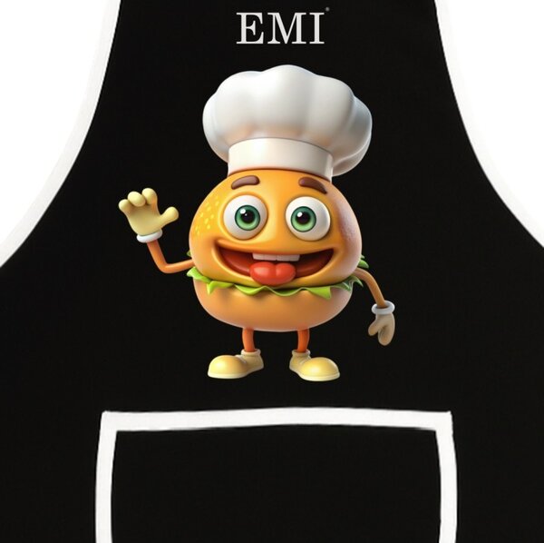 Kuchyňská zástěra Burger EMI, černá