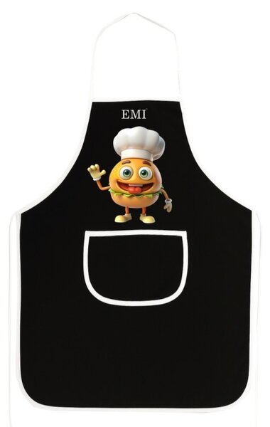 Kuchyňská zástěra Burger EMI, černá