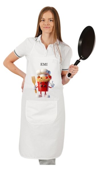 Kuchyňská zástěra Pasta EMI, Bílá