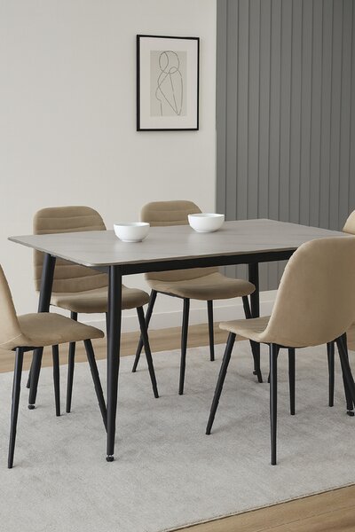 Noela Jídelní stůl s keramickou deskou v dekoru bílého mramoru CERAMON 140