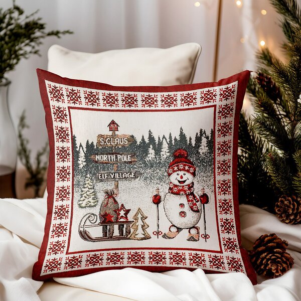 Vánoční Gobelínový povlak na polštář Severní pól Chenille IT037A Barva Vícebarevná Rozměry 42x42 cm