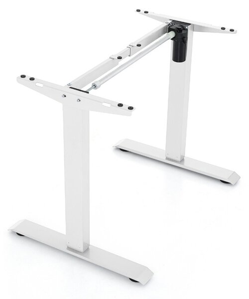 Výškově nastavitelný stůl OfficeTech A, 120 x 80 cm, bílá podnož, buk