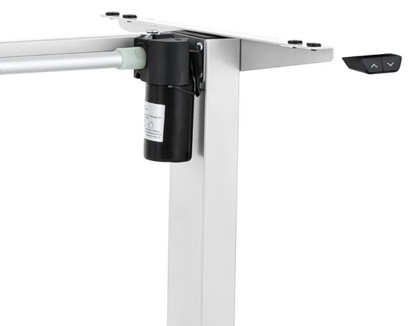 Výškově nastavitelný stůl OfficeTech A, 120 x 80 cm, bílá podnož, buk