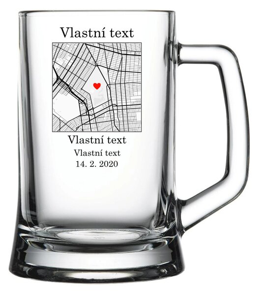 Personalizovaná pivní sklenice s mapou