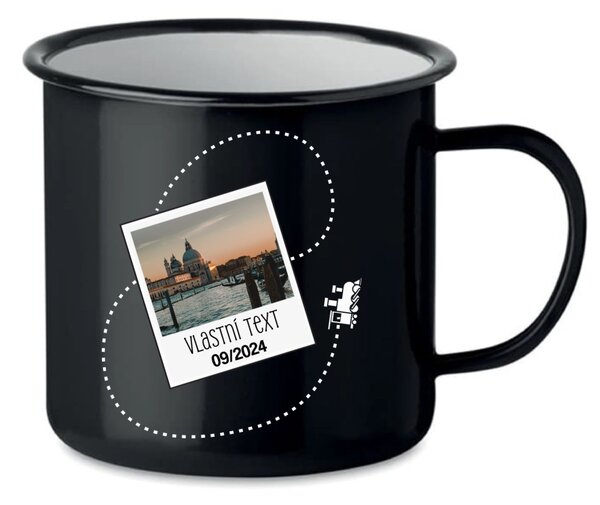Personalizovaný retro plecháček s fotkou a cestovatelským motivem