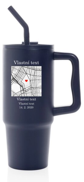 Personalizovaná nerezová termoska s barevným víčkem s mapou